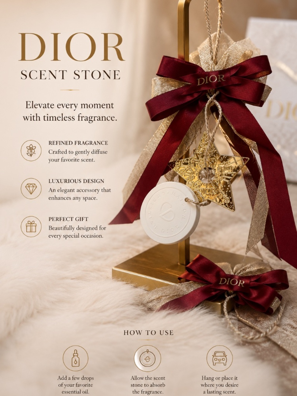 SCENT STONE WITH STAR ORNAMENT AND RIBBON BOGO SALE 2 for $20